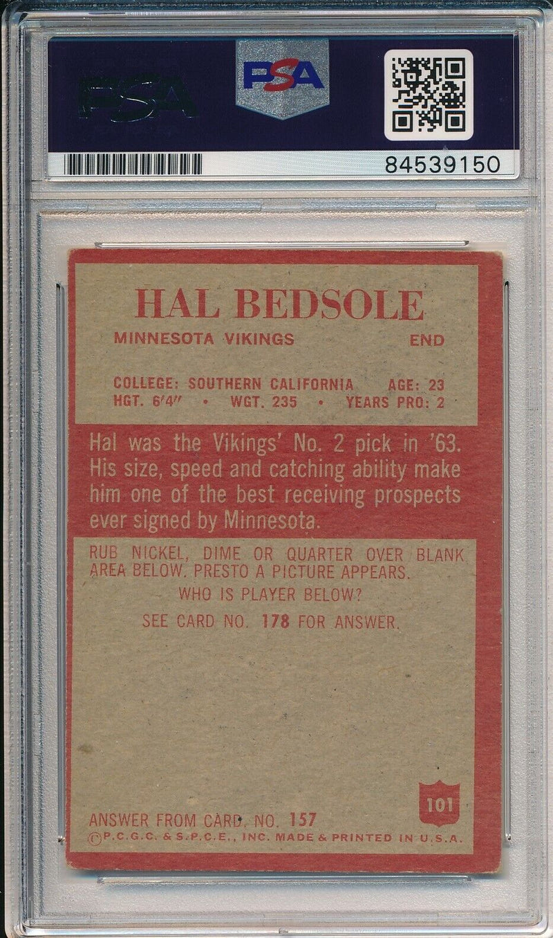 Hal Bedsole Vikings Signed/Auto 1965 Philadelphia Card #101 PSA/DNA 166811