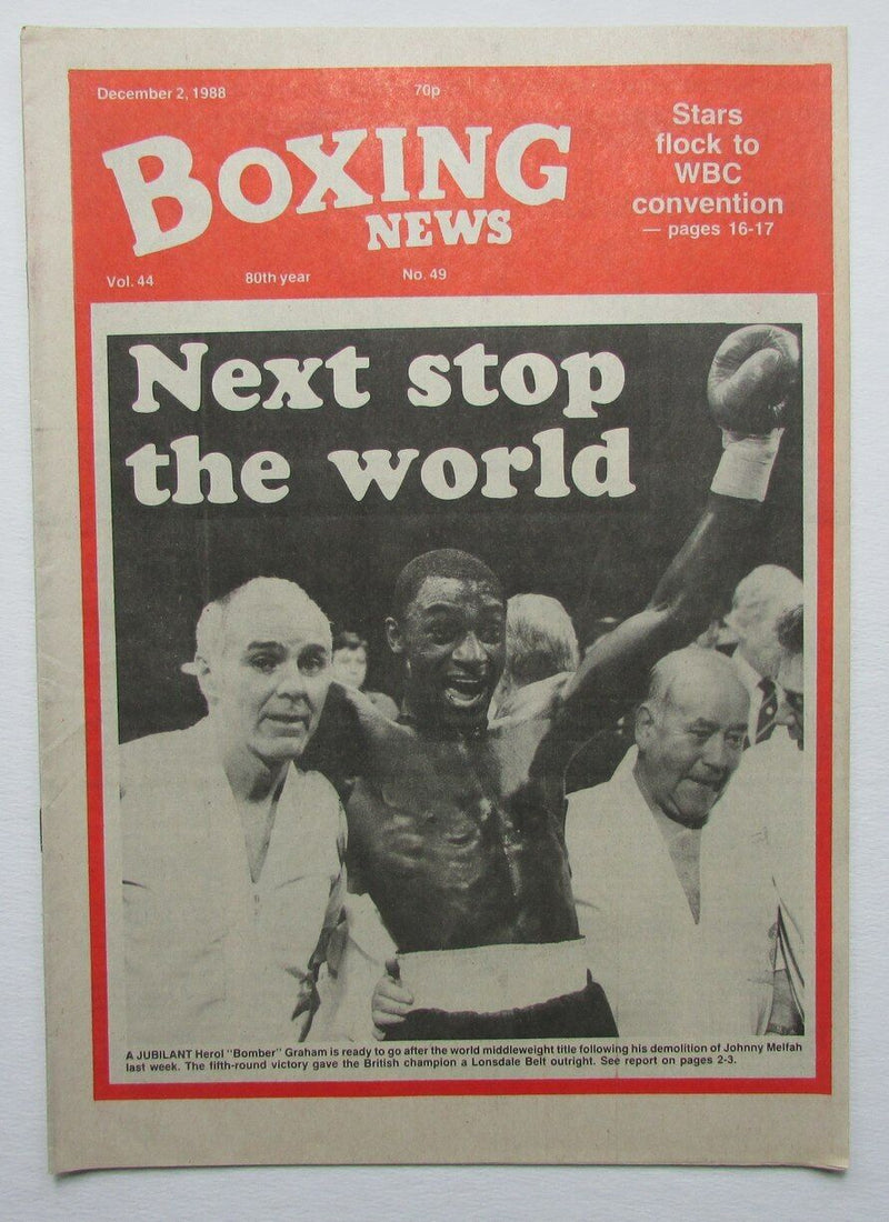 December 2, 1988 Boxing News Magazine Herol "Bomber" Graham