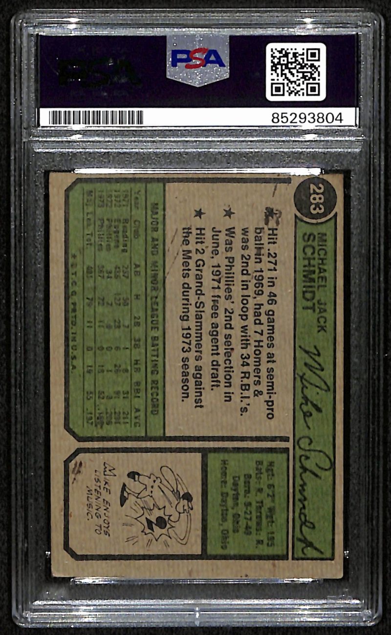 Mike Schmidt HOF Signed/Autographed 1974 Topps Card #283 Phillies PSA/DNA 190648
