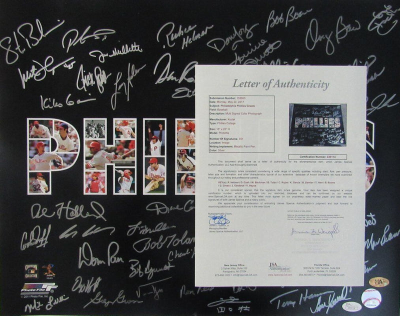 Philadelphia Phillies Greats Multi-Signed (35+) 16x20 Photo JSA 141505