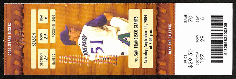 Barry Bonds 3 Walks 1st to Walk 200 Times Full Ticket Giants 9/11/2004 187537