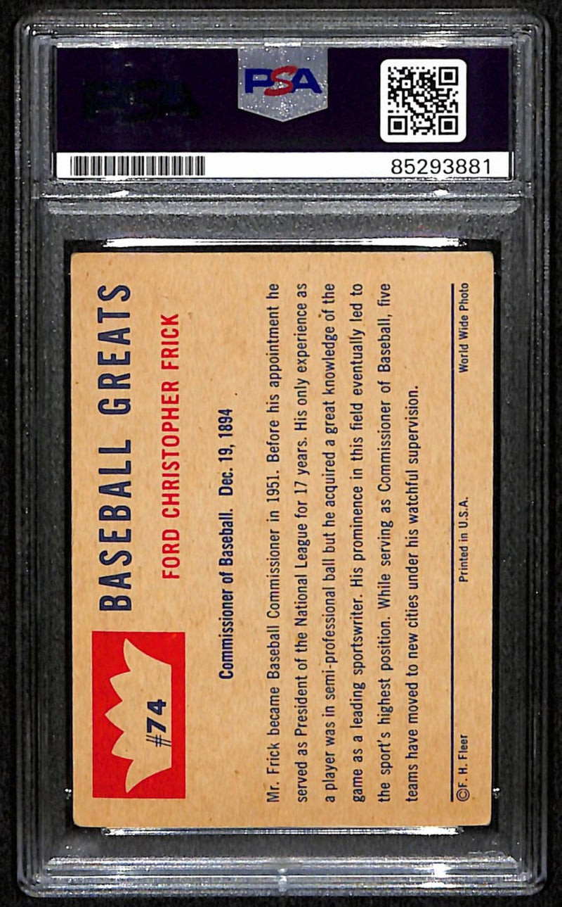 Ford Frick HOF Signed/Auto 1960 Fleer Card #74 MLB Commissioner PSA/DNA 190895