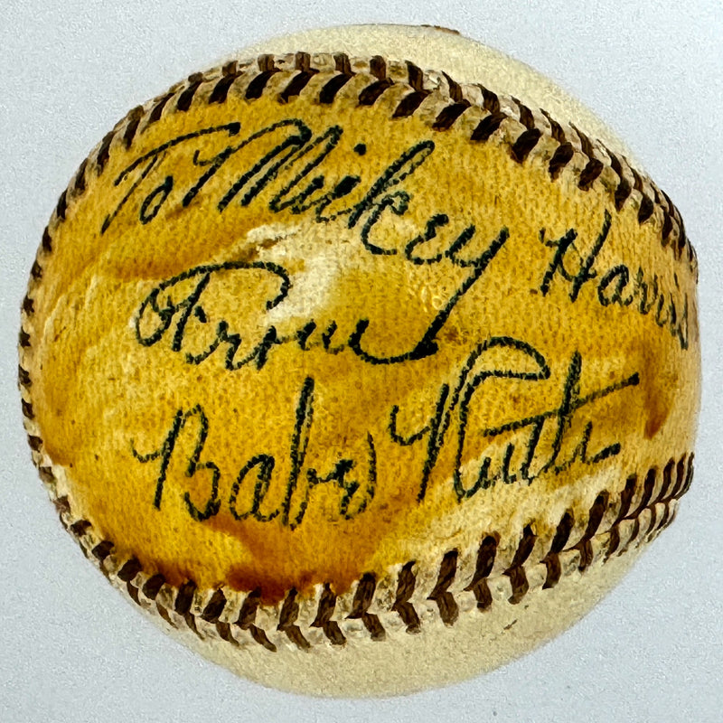 Babe Ruth HOF Signed/Inscribed to Mickey Harris OAL Baseball Beckett 191824