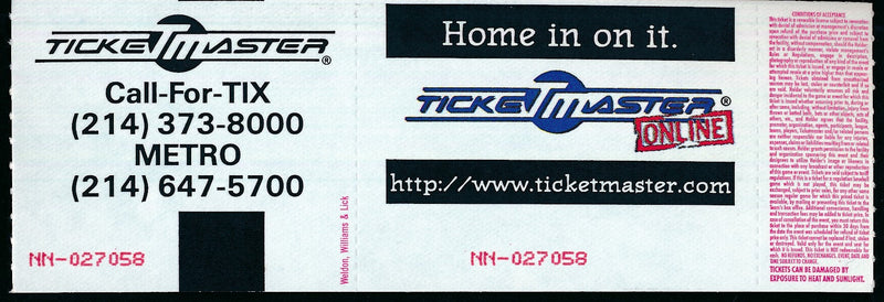 Nolan Ryan Rangers Full Ticket September 15, 1996 Rangers vs. Brewers 186490