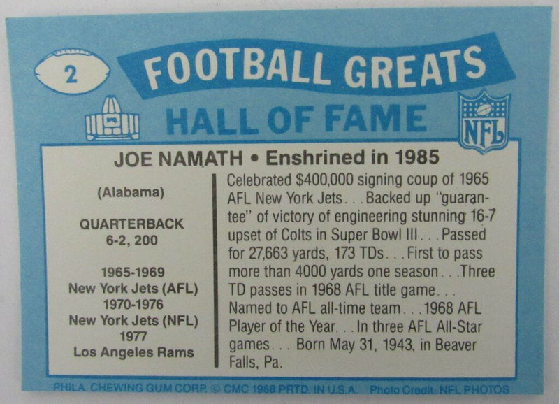 Swell 1988 Football Greats Card Set - Pro Football HOF 25th Anniversary 141631