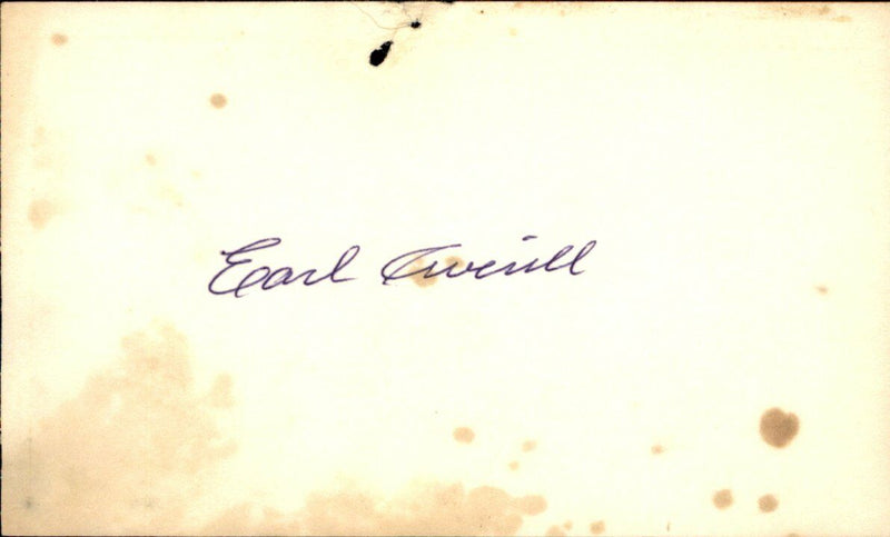 Earl Averill HOF Detroit Tigers d.1983 Signed/Autographed  3x5 Index Card 162707