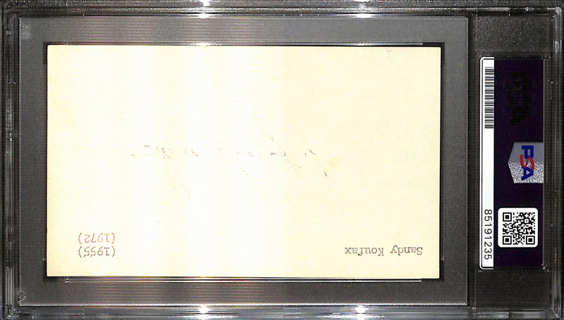 Sandy Koufax HOF Signed/Auto 3x5 Index Card Los Angeles Dodgers PSA/DNA 187231