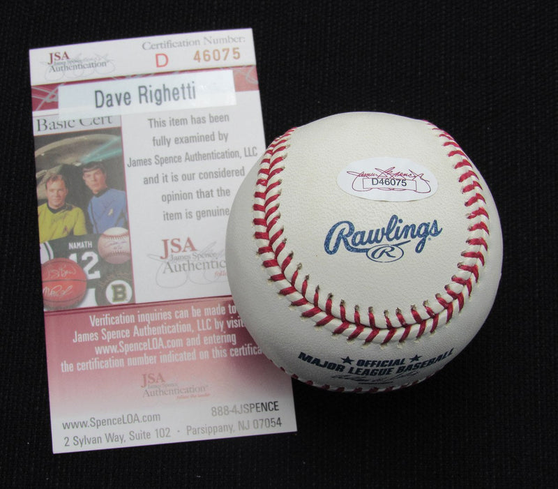 Dave Righetti Signed/Auto Yankees 100th OML Baseball JSA  186926