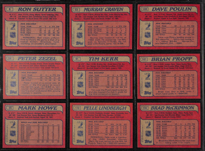 1985-86 Topps Hockey Philadelphia Flyers Team (10) Cards 189210