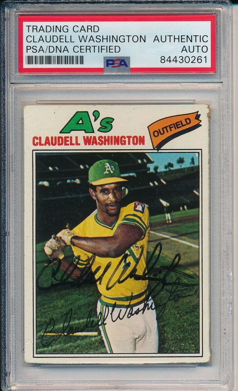 Claudell Washington Oakland A's Signed/Auto 1977 TOPPS Card #405 PSA/DNA 164241