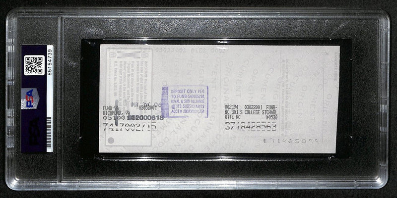 Johnny Unitas HOF Signed/Auto 2001 Bank Check Colts PSA/DNA MINT 9 192615