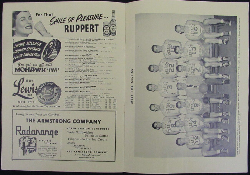 Vintage 1949 Boston Celtics vs. Rochester Royals Game Program 176877