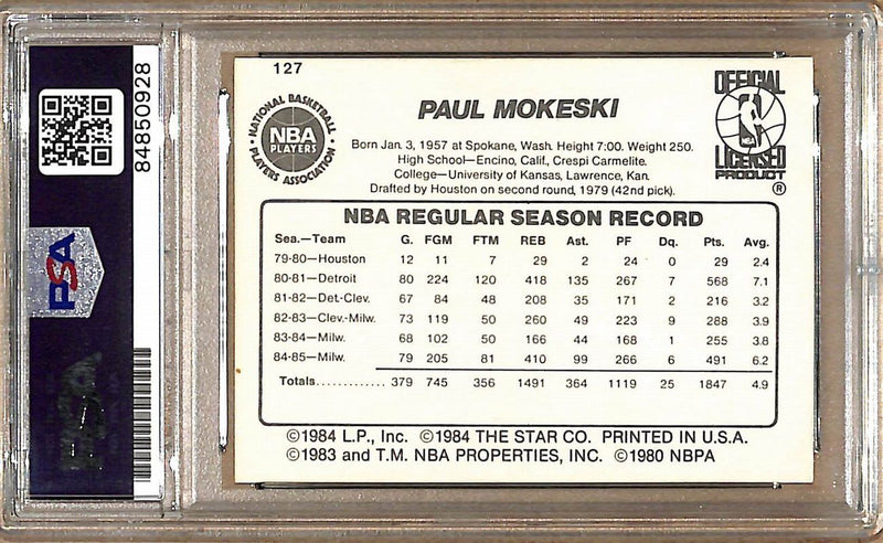1985-86 Star Company #127 Paul Mokeski Bucks Signed/Auto Card PSA/DNA 178995