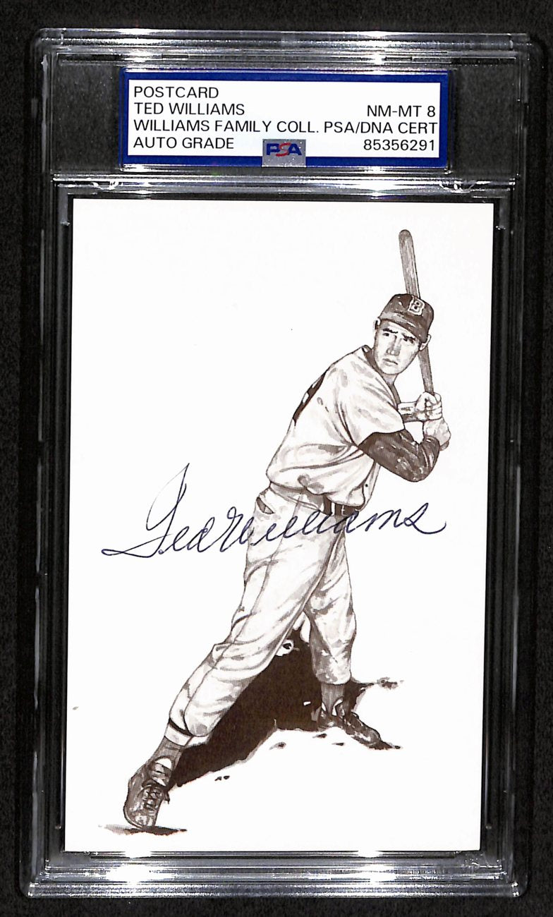 Ted Williams HOF Signed/Auto 5.5x3.5 Postcard Red Sox PSA/DNA NM-MT 8 193205