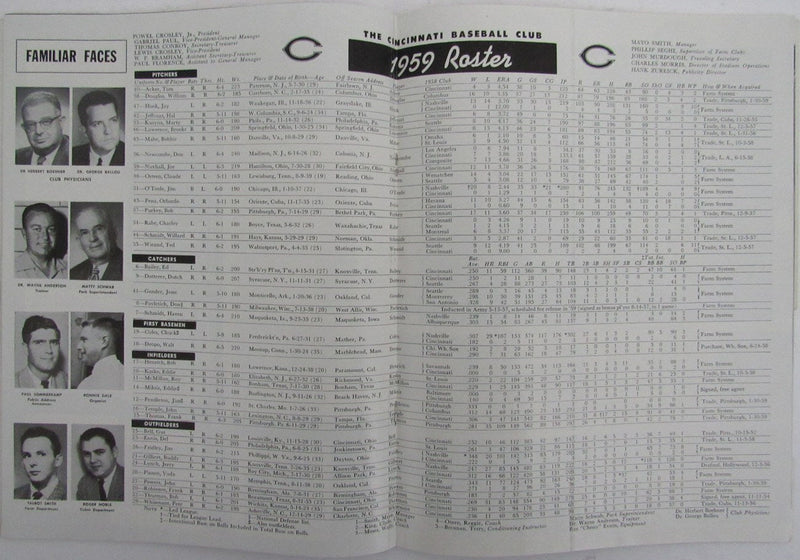Vintage 1959 Cincinnati Reds Yearbook 175610