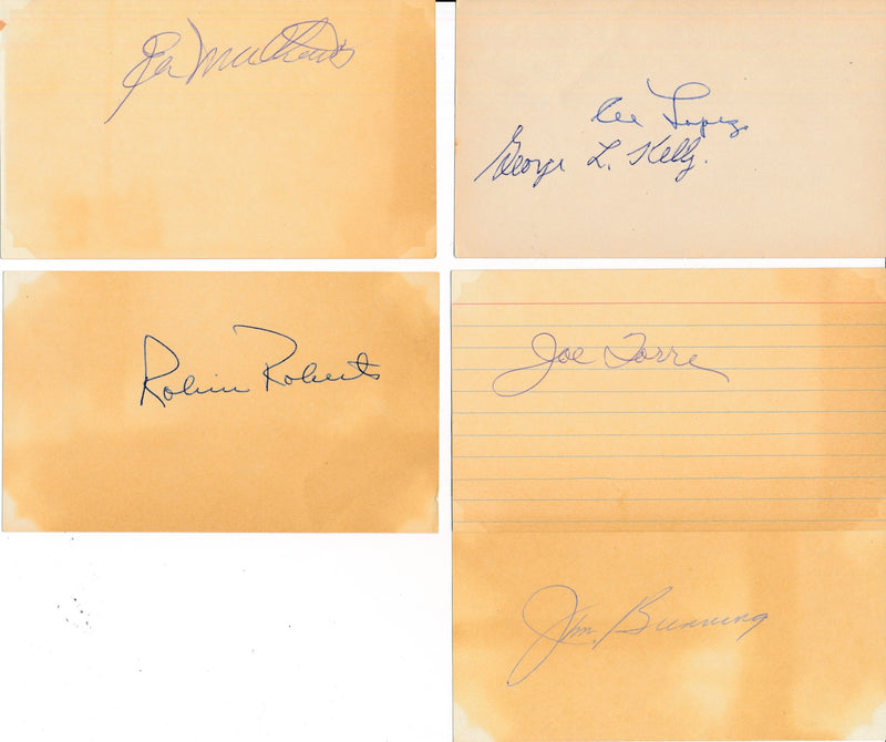 Lot of (5) Baseball HOF'ers Signed/Auto 3x5 Index Cards 188035