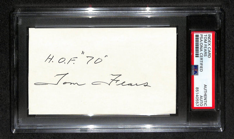 Tom Fears Autographed 3x5 Index Card PSA/DNA 186501