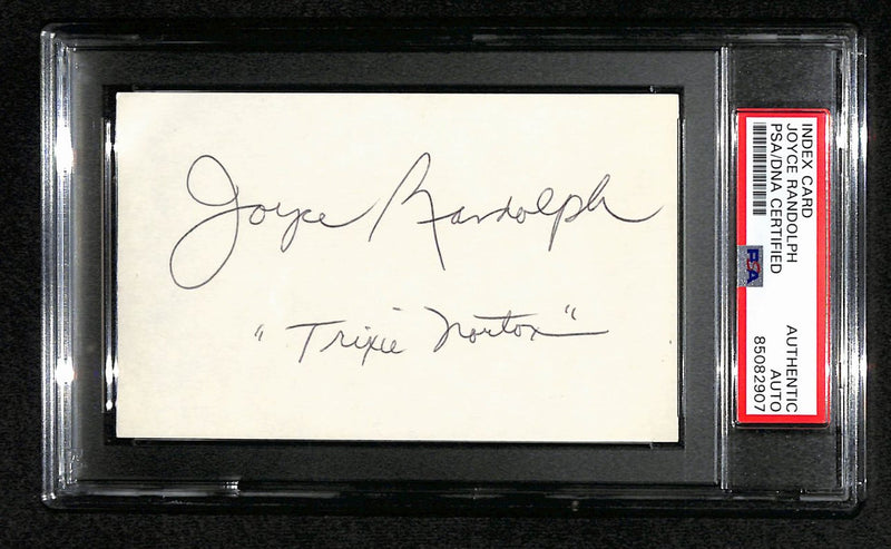 Joyce Randolph Signed/Inscr 3x5 Index Card "Honeymooners-Trixie" PSA/DNA 184318