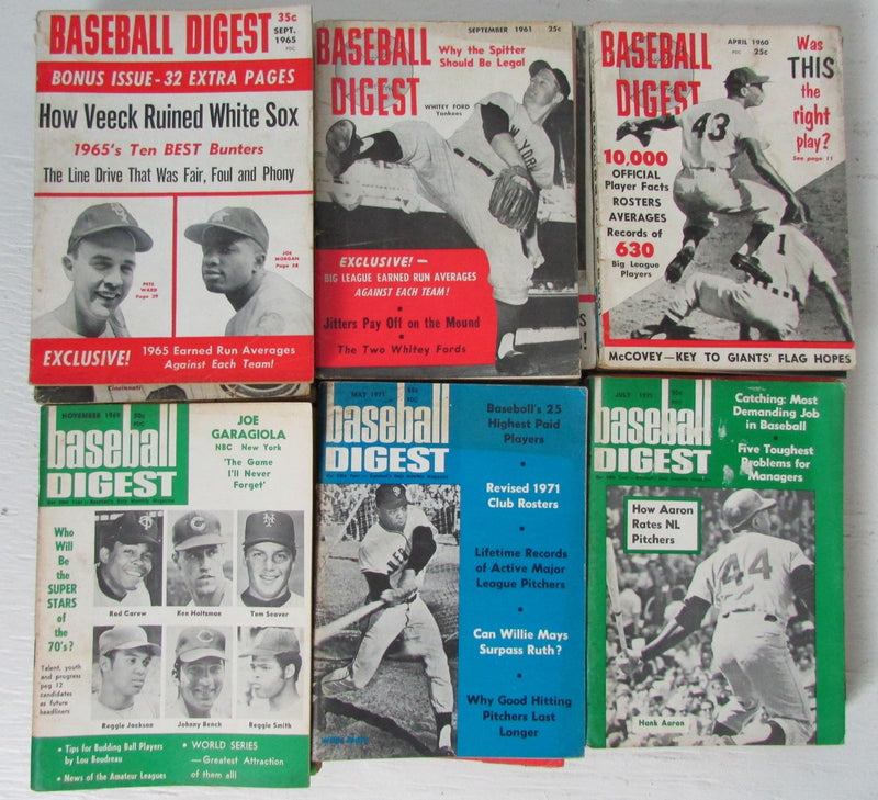 Lot of 36 Baseball Digest '60(5) '61(7)'62(3) '65-'67(4) '71(4) '72(8)  147003