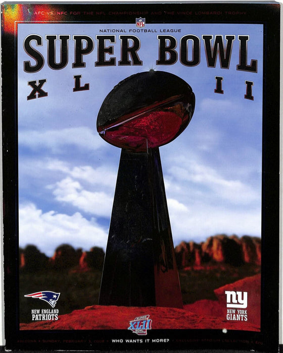 Super Bowl XLII 42 Program Holographic Cover Patriots/Giants Tom Brady 180700