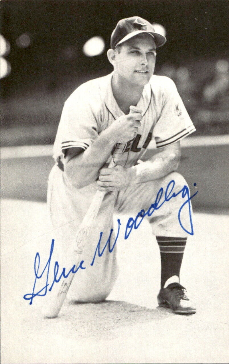 Gene Woodling Indians d. 2001 Signed/Autographed 3x5  Photo 179346