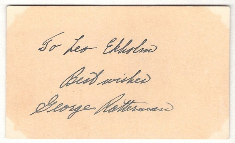 George Ratterman Signed/Autographed 3x5 Vintage Index Card Clev. Browns 129876