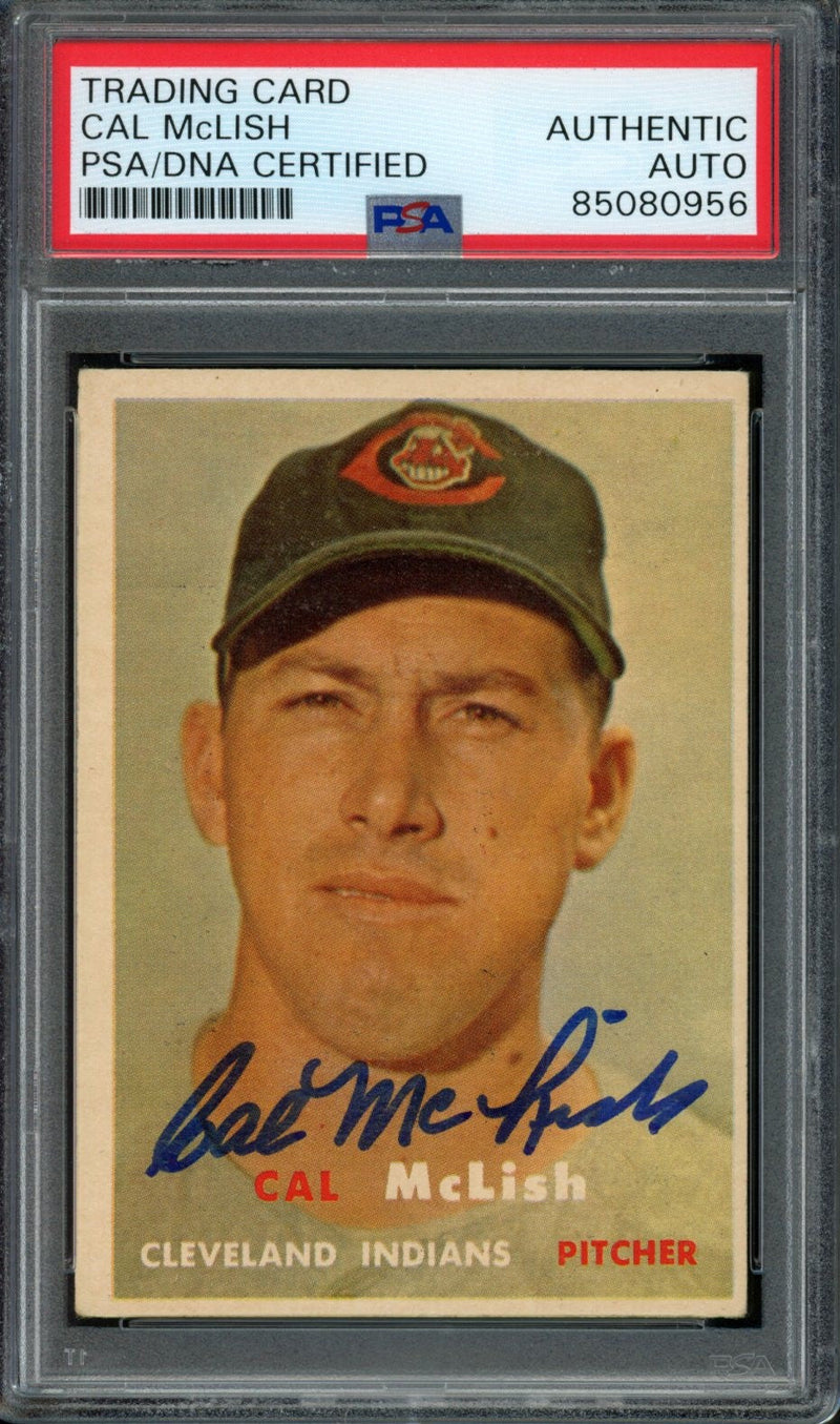 Cal McLish Signed 1957 Topps Card #364 Cleveland Indians PSA/DNA 184162
