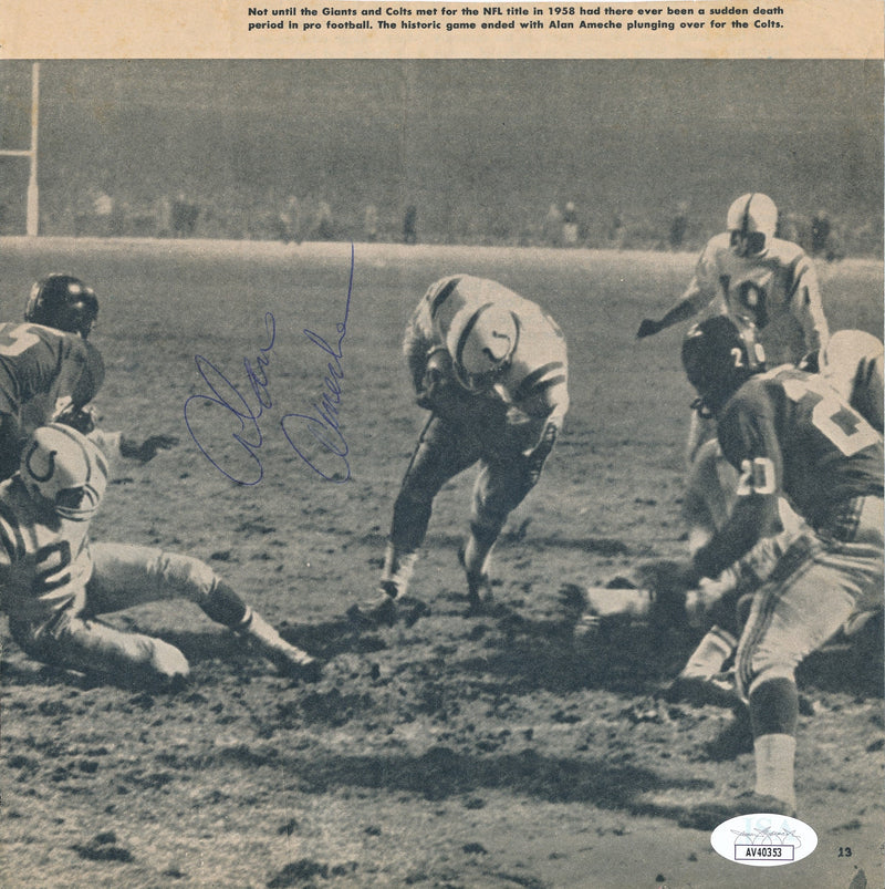 Alan Ameche Signed/Autographed 8x8 Newspaper Photo Baltimore Colts JSA 190290