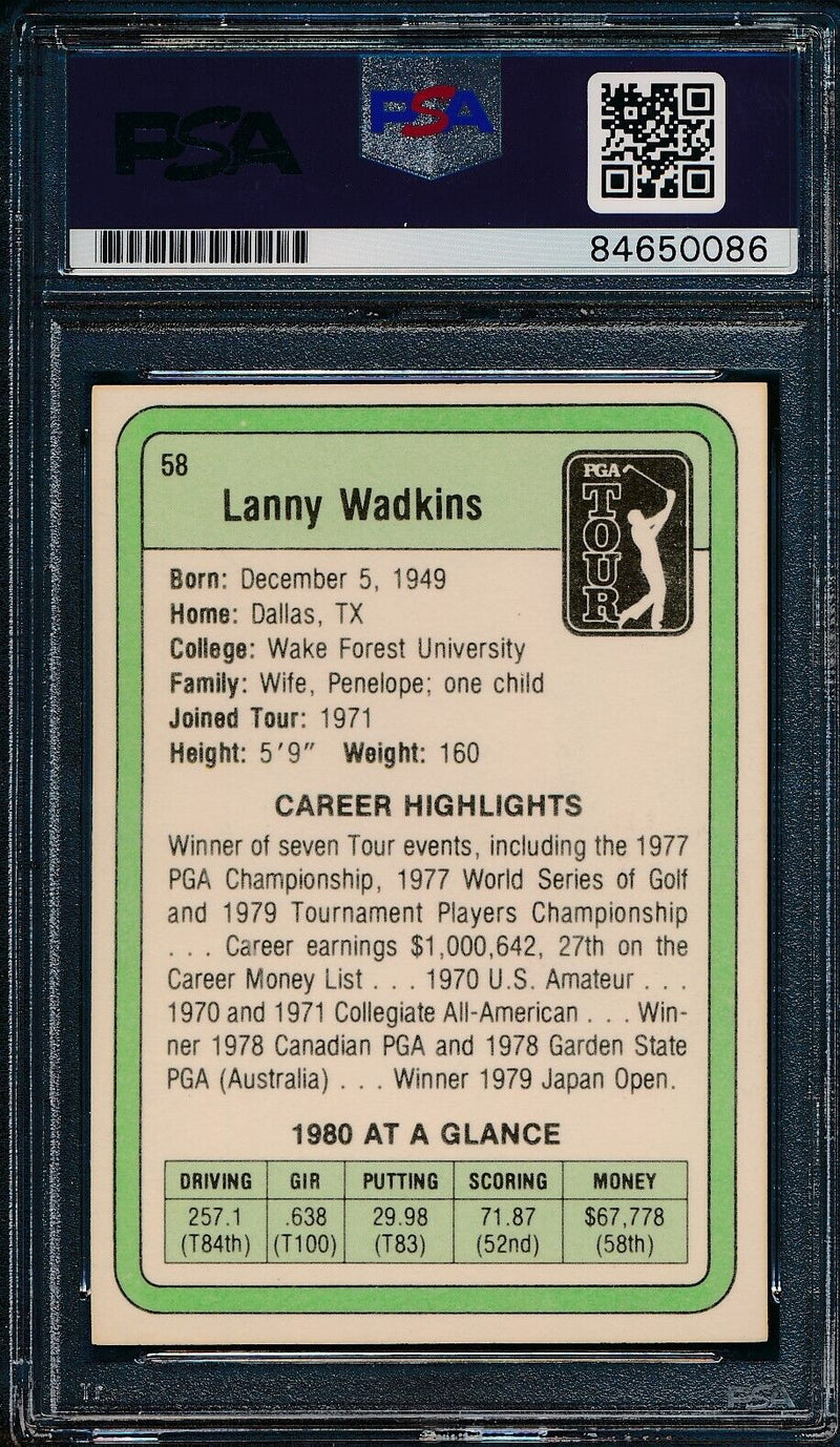 1981 DONRUSS PGA Lanny Wadkins #58 Authentic Card Signed PSA/DNA