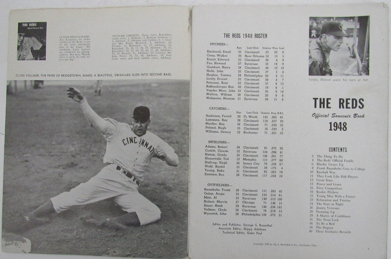 Vintage 1948 Cincinnati "The Reds" Official Souvenir Book 175616