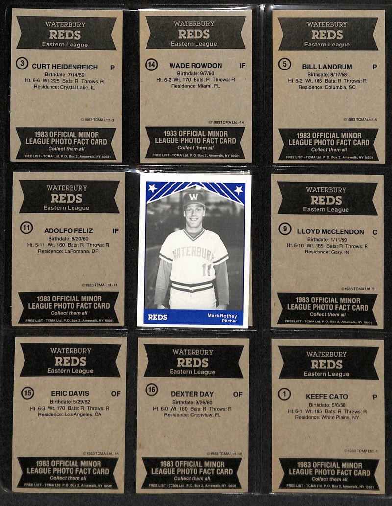 1983 TCMA Baseball Waterbury Reds Complete Team Set (19/19) Cards 189367