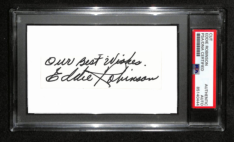 Eddie Robinson  Autographed 3x5 Cut Card PSA/DNA 186548