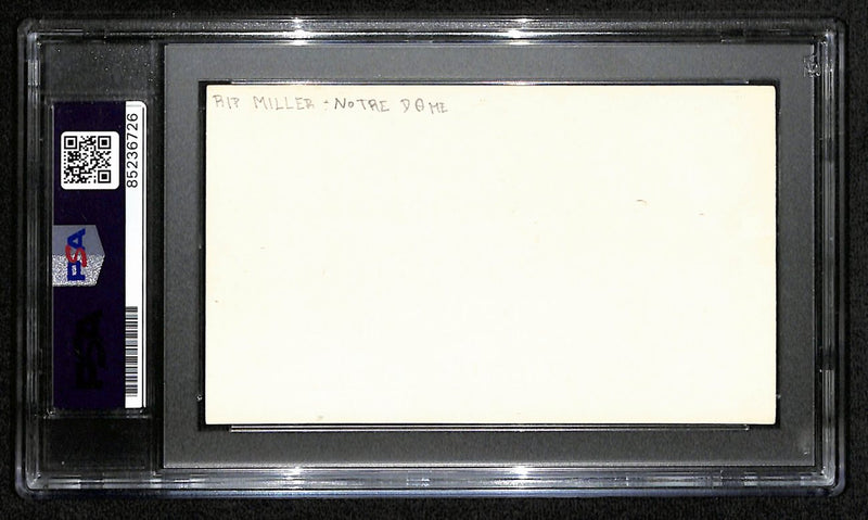 Rip Miller CFB HOF Signed/Auto 3x5 Index Card Notre Dame PSA/DNA 189017