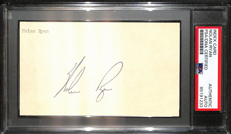 Nolan Ryan HOF Signed/Auto 3x5 Index Card Texas Rangers PSA/DNA 187230