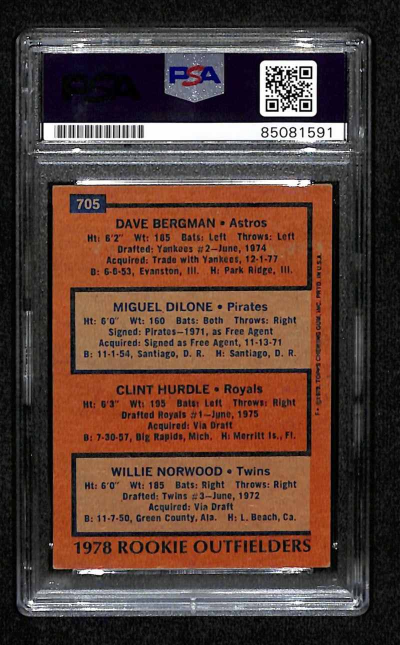 Bergman/Hurdle/Norwood Multi-Signed 1978 Topps Card #705 PSA/DNA 184564