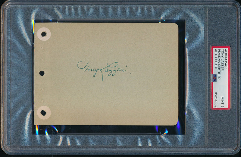 Tony Lazzeri HOF Signed/Auto 6x4.5 Album Page NY Yankees PSA/DNA MINT 9 190273