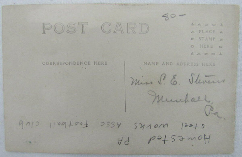 1913-14 Homestead PA Steelworkers Assoc. Football  Undefeated Postcard 136380