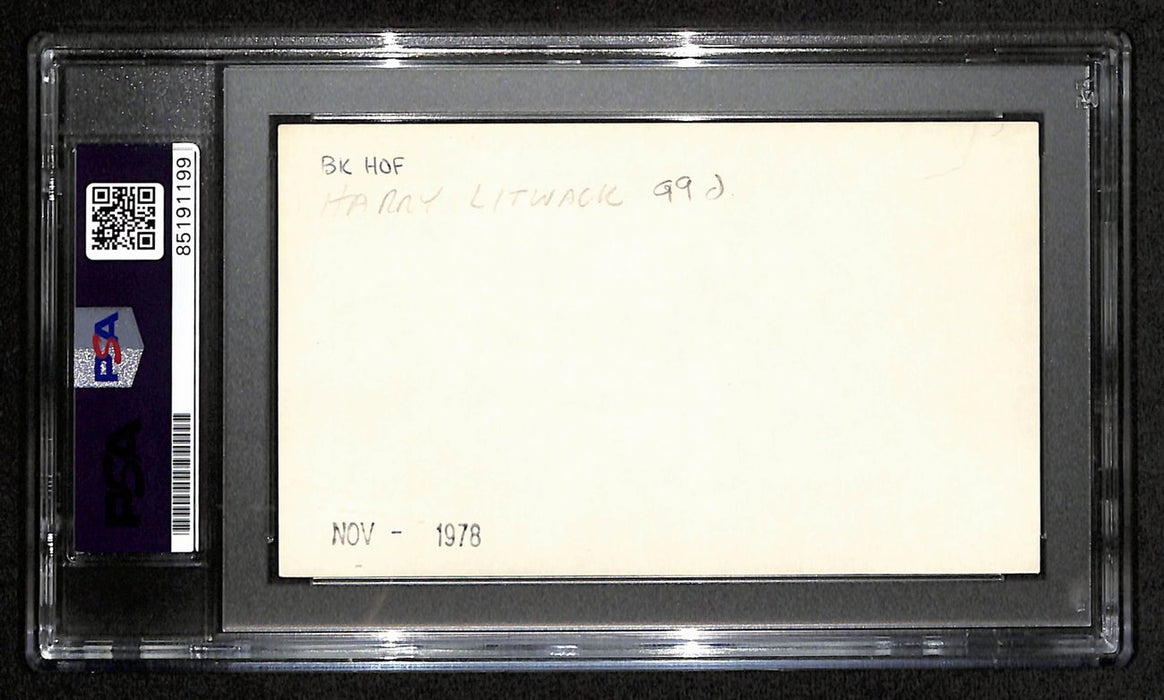 Harry Litwack HOF Signed/Auto 3x5 Index Card Temple PSA/DNA 188555