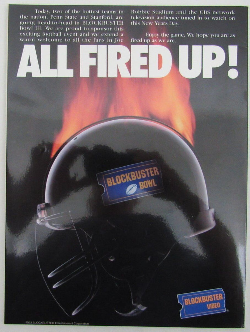 1993 Blockbuster Bowl Program PSU Penn State Nittany Lions vs. Stanford 137141