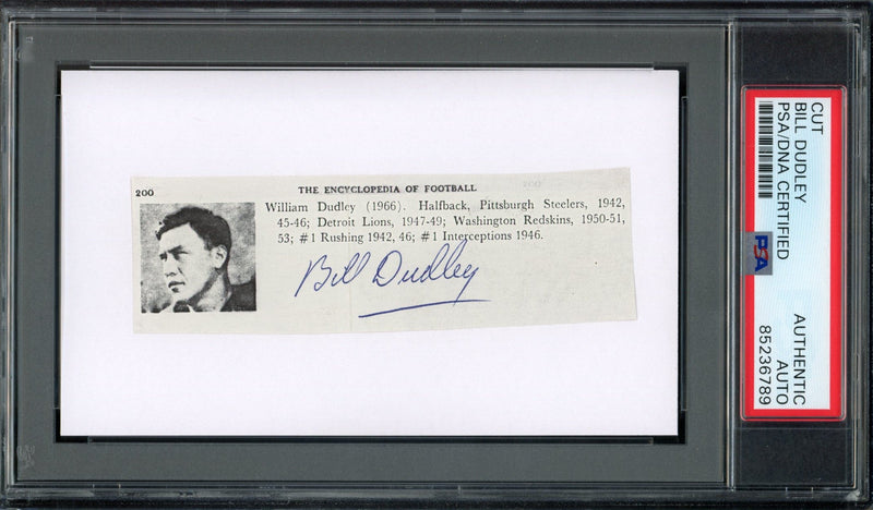 Bill Dudley HOF Signed/Auto Cut Photo on 3x5 Card Steelers PSA/DNA 188266
