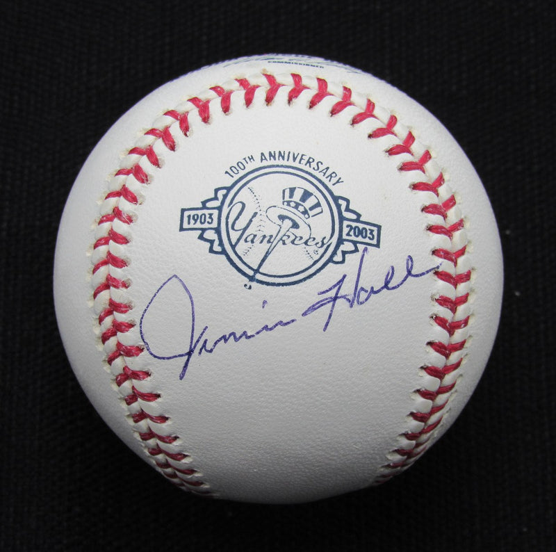 Jimmie Hall Signed/Auto Yankees 100th OML Baseball JSA 186642