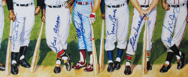 500 Home Run Hitters Multi-Signed (11) 37x18 Poster Framed PSA/DNA 185523
