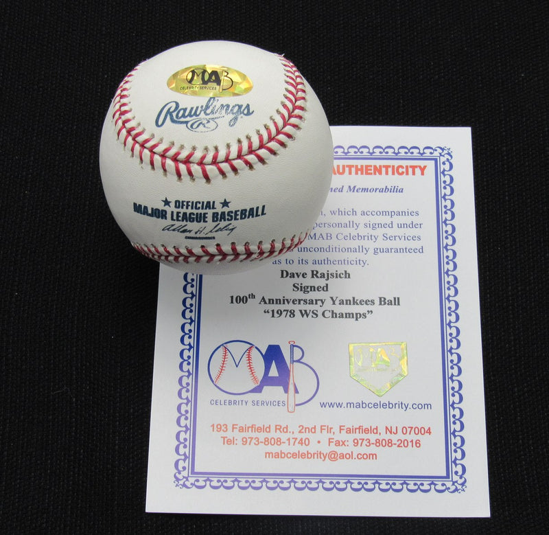 Dave Rajsich Signed/Auto Yankees 100th OML Baseball MAB Inscr 187078