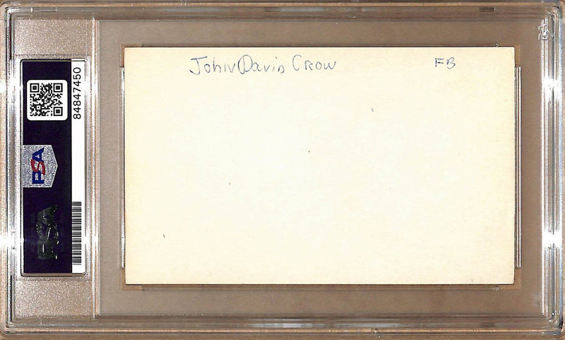 John David Crow Autographed 3x5 Index Card Texs A&M Heisman PSA/DNA 179062
