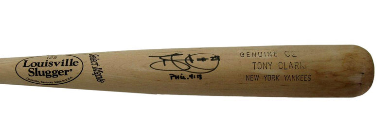 Tony Clark Signed/Inscribed Louisville Slugger Game Model Bat Tigers JSA 192223