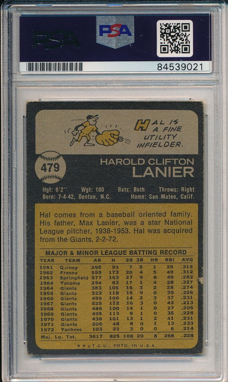 Hal Lanier Yankees Signed/Autographed 1873 TOPPS Card #479 PSA/DNA 166894