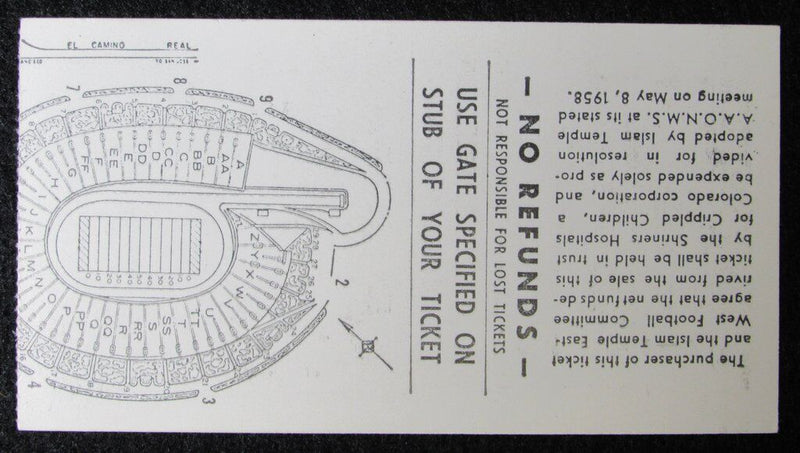 1969 East vs. West Shrine Game Ticket Stub Stanford Stadium 12/27/69