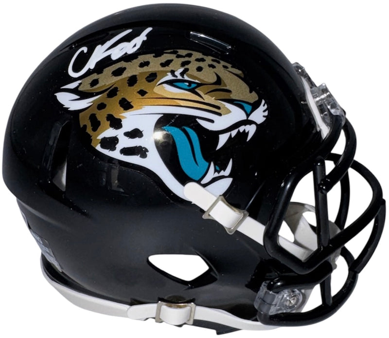 Chris Rodriguez signed Jaguars black Speed mini helmet side view
