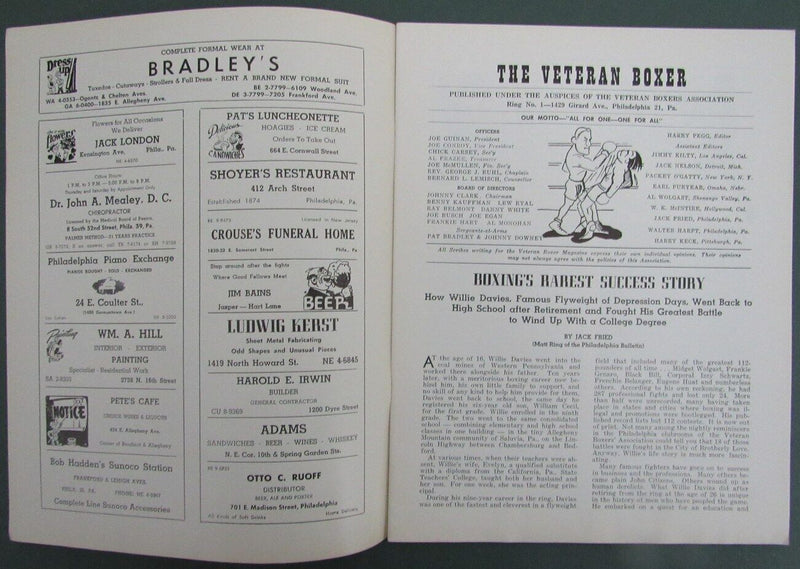 Summer 1956 Vintage The Veteran Boxer Magazine Basilio/DeMarco 167709
