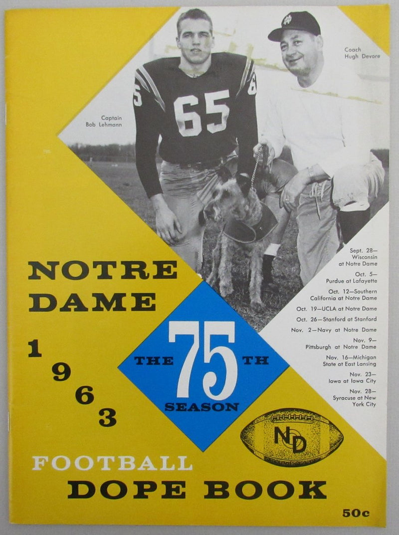 1975 Notre Dame College Football Dope Book Yearbook 192249